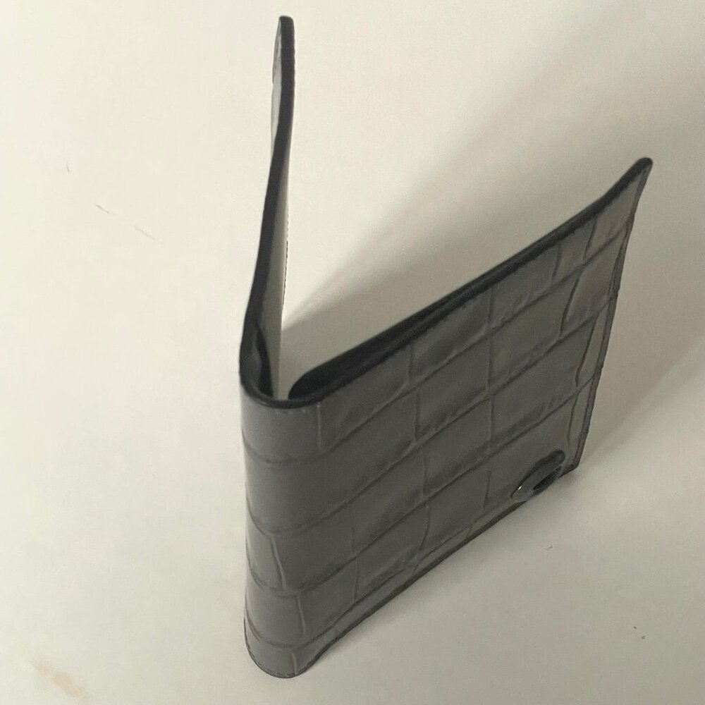 Coach Slim Passport Card Case Charcoal Croc Leather CW445 - Picture 4 of 6